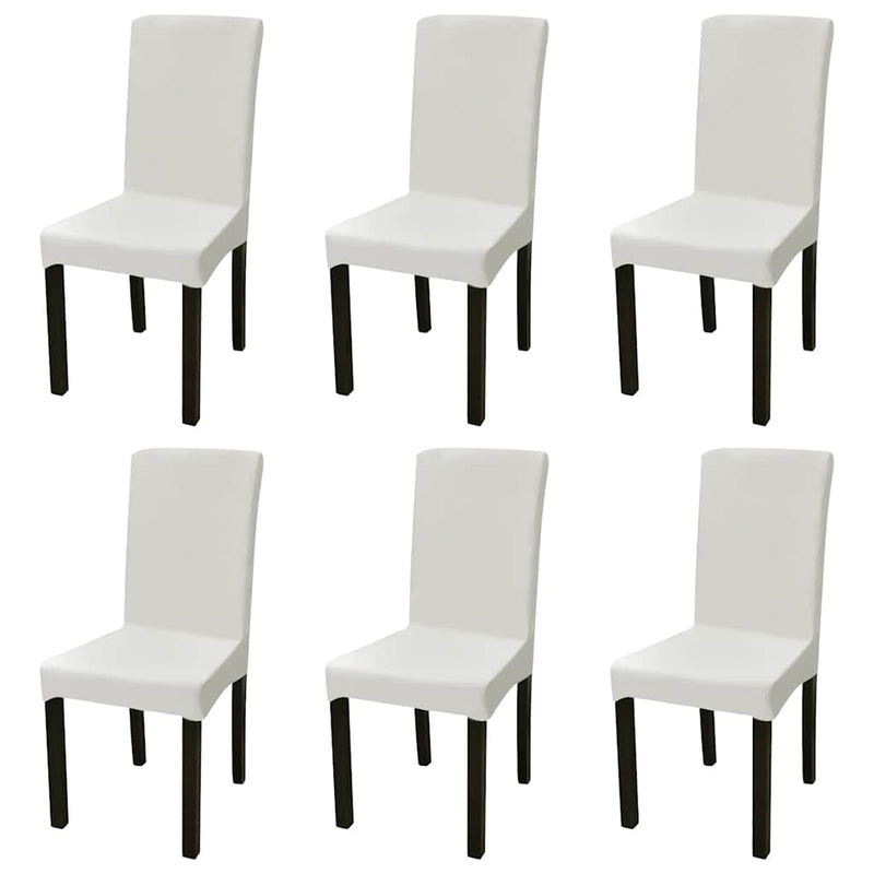 Huse de scaun elastice drepte, 6 buc., crem