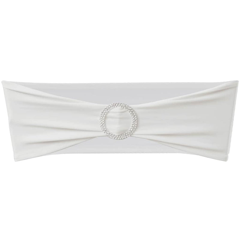 Fundă elastică decorativă scaun, cataramă diamante, crem, 25 buc.