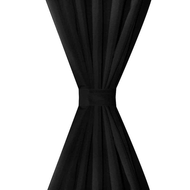 Draperii micro-satin cu bride, 2 buc, 140 x 225 cm, negru