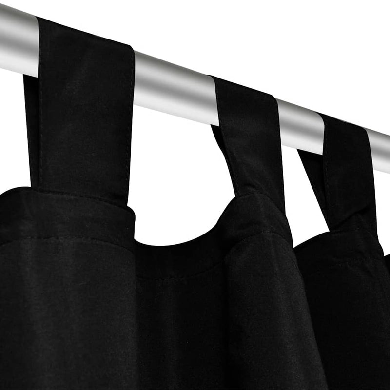 Draperii micro-satin cu bride, 2 buc, 140 x 225 cm, negru