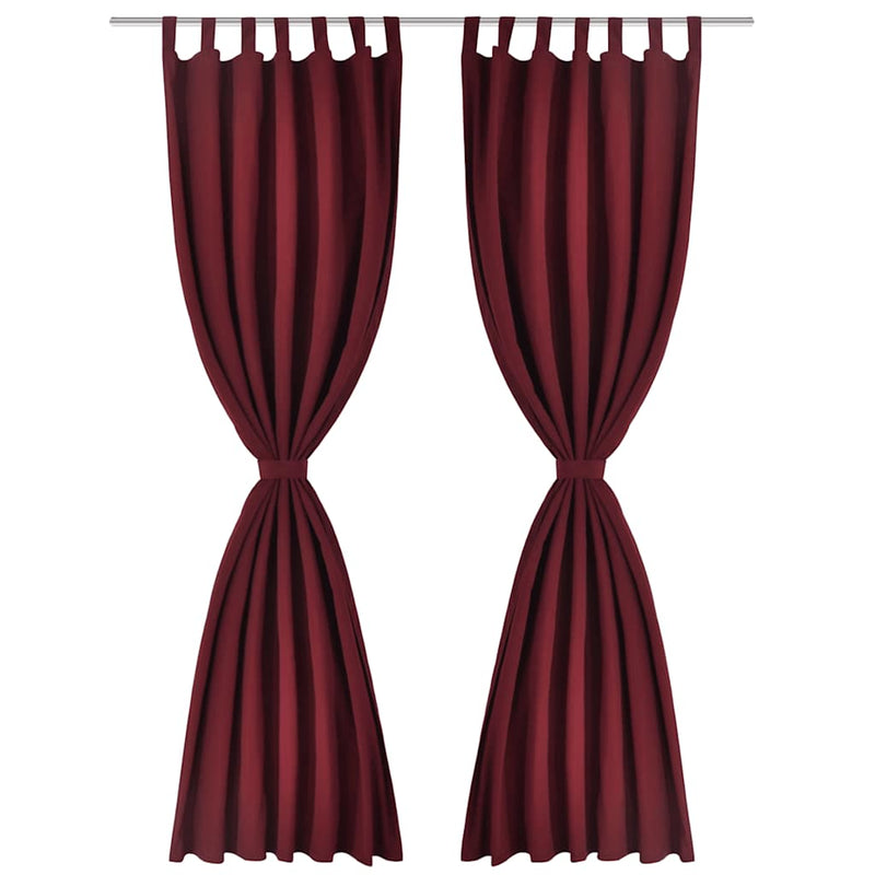 Draperii micro-satin cu bride, 140 x 225 cm, roșu bordo, 2 buc.