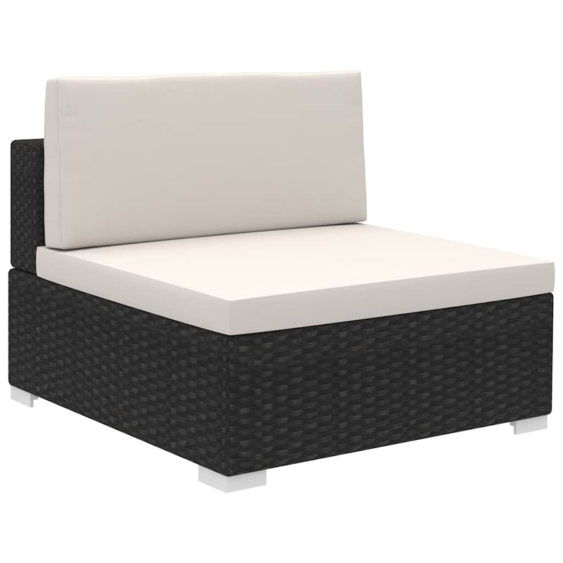 Set mobilier de grădină cu perne, 8 piese, negru, poliratan