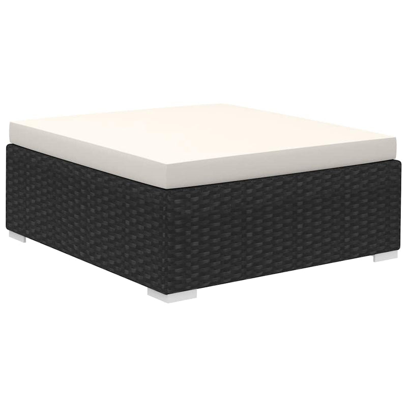Set mobilier de grădină cu perne, 8 piese, negru, poliratan