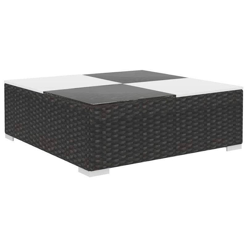 Set mobilier de grădină cu perne, 8 piese, negru, poliratan