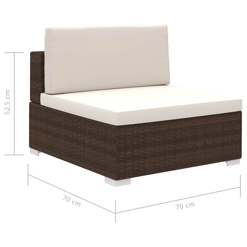 Set mobilier de grădină cu perne, 12 piese, maro, poliratan