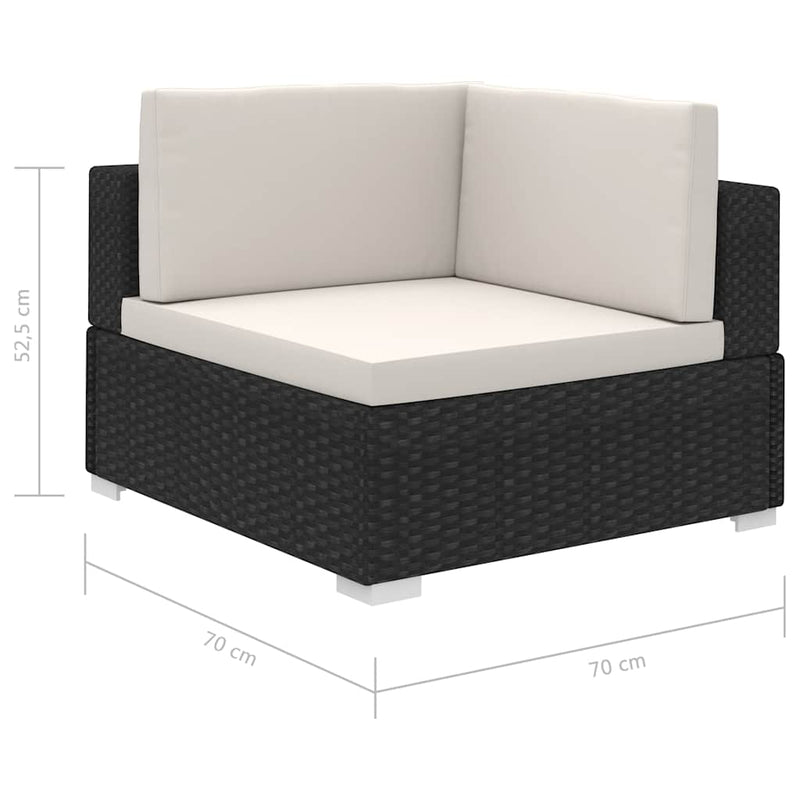 Set mobilier de grădină cu perne, 12 piese, negru, poliratan