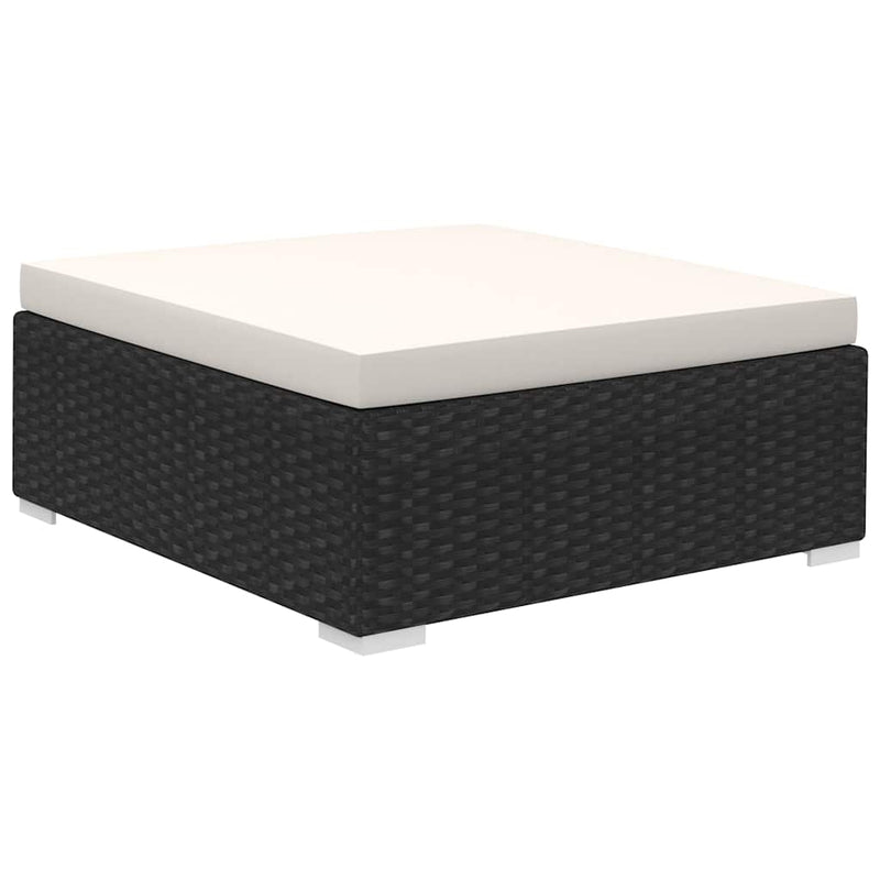 Set mobilier de grădină cu perne, 8 piese, negru, poliratan