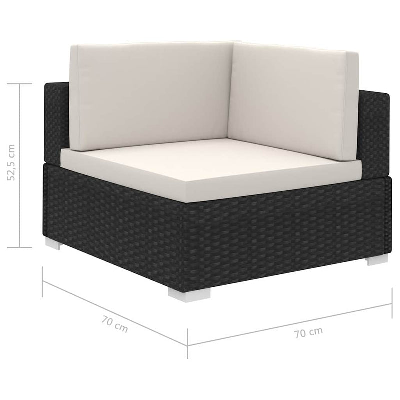 Set mobilier de grădină cu perne, 8 piese, negru, poliratan