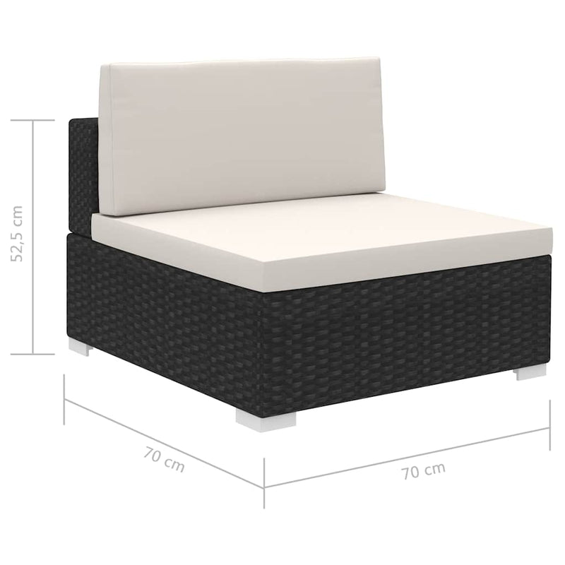 Set mobilier de grădină cu perne, 8 piese, negru, poliratan