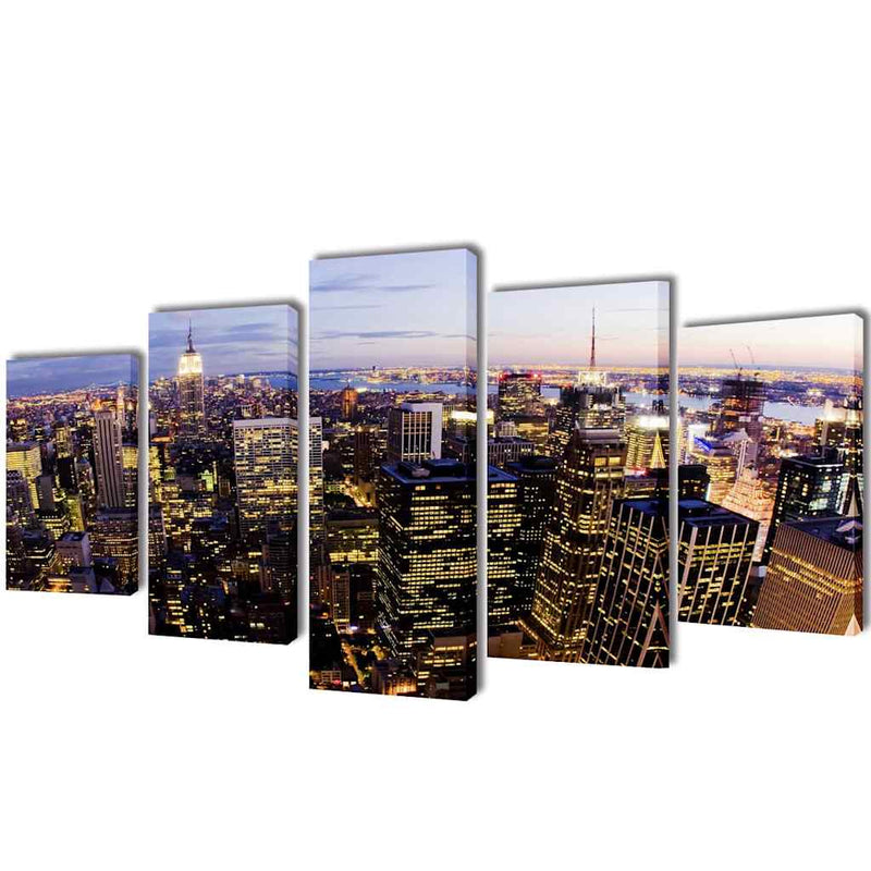 Set tablouri pânză cu vedere panoramică orizont New York, 200 x 100 cm