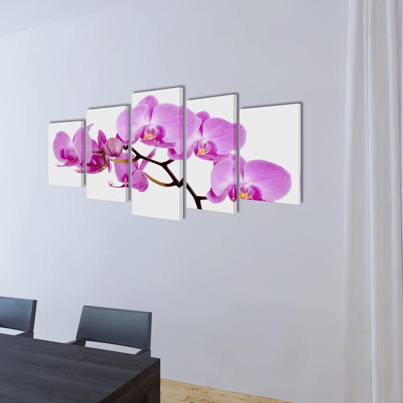 Set tablouri pânză, imprimeu orhidee, 200 x 100 cm