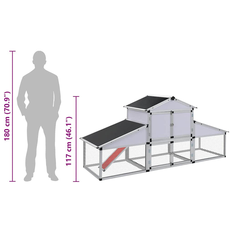 41323 Coteț de găini cu zonă de mișcare și repaus aluminiu