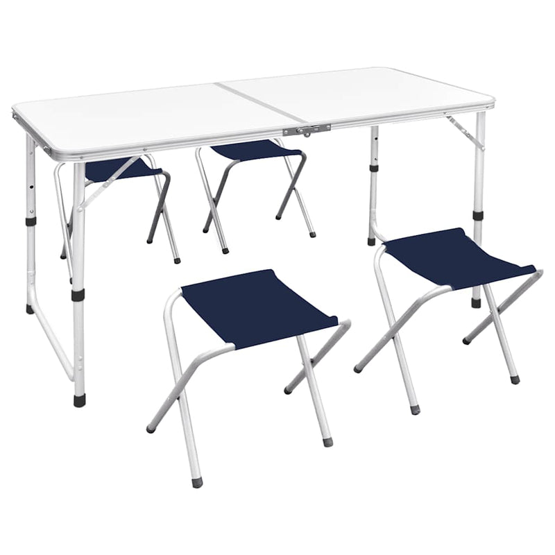 Set camping masă reglabilă înălțime/4 scaune pliabile 120x60 cm
