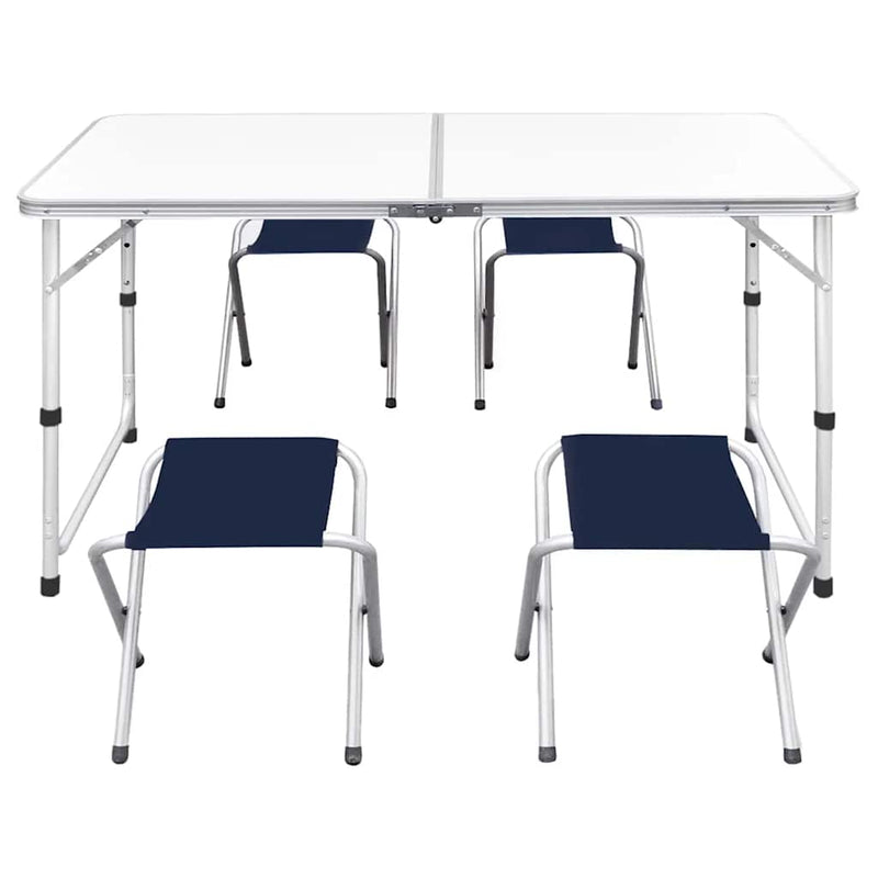 Set camping masă reglabilă înălțime/4 scaune pliabile 120x60 cm