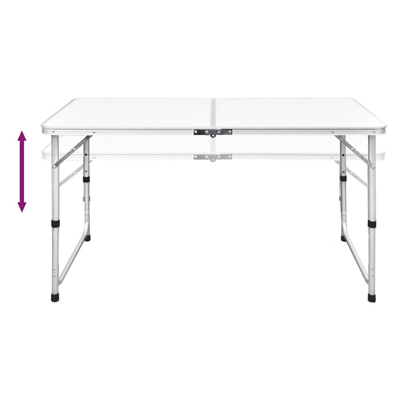 Set camping masă reglabilă înălțime/4 scaune pliabile 120x60 cm