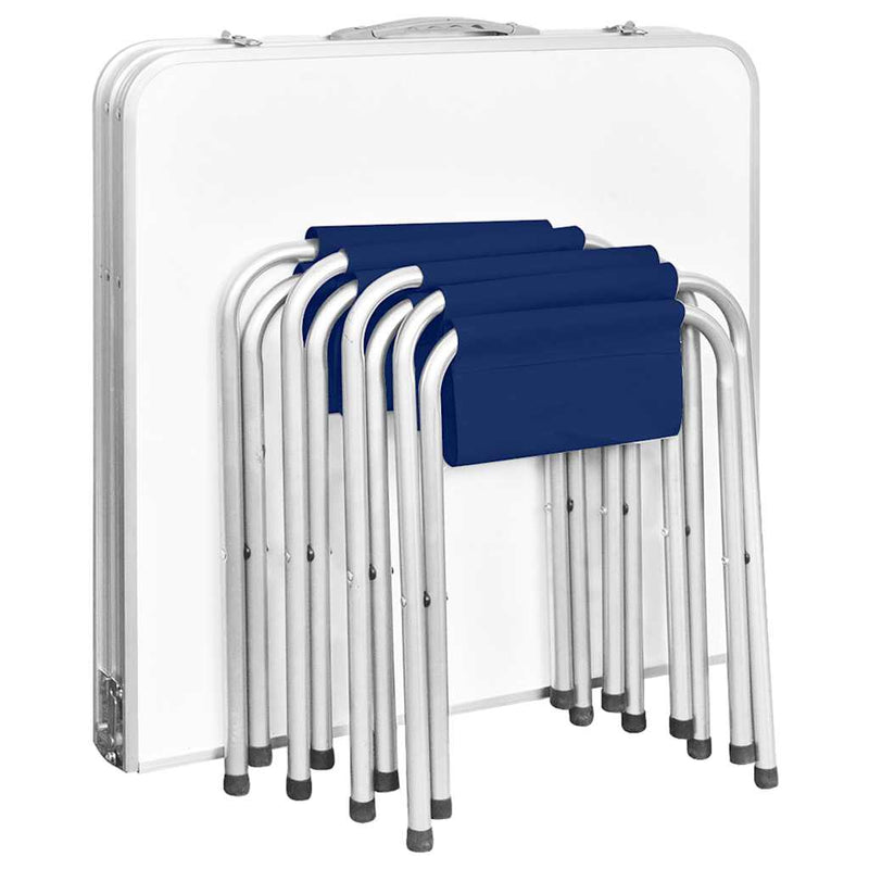 Set camping masă reglabilă înălțime/4 scaune pliabile 120x60 cm