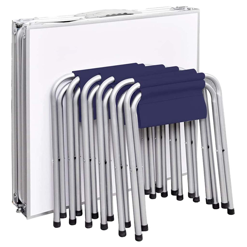 Set masă de camping pliabilă cu 6 scaune, reglabil, 180x60 cm