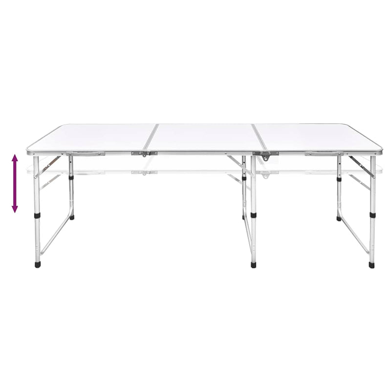 Set masă de camping pliabilă cu 6 scaune, reglabil, 180x60 cm