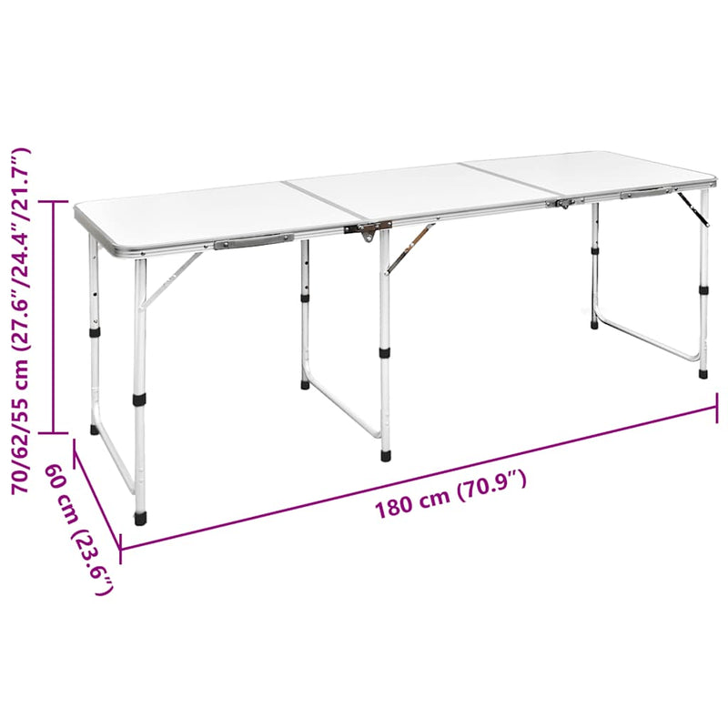 Set masă de camping pliabilă cu 6 scaune, reglabil, 180x60 cm