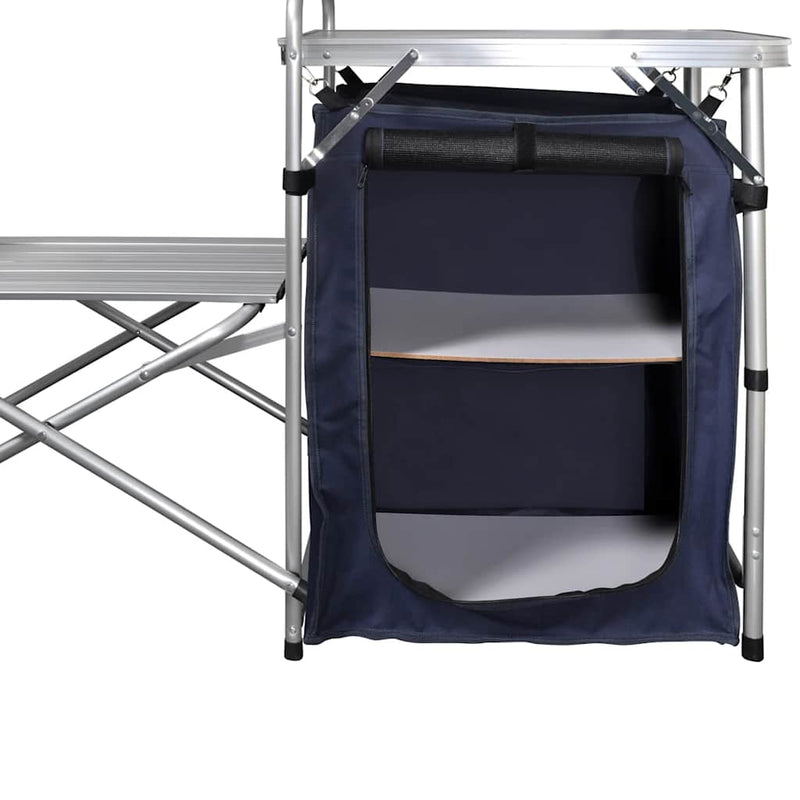 Bucătărie de camping pliabilă, cu paravânt, aluminiu