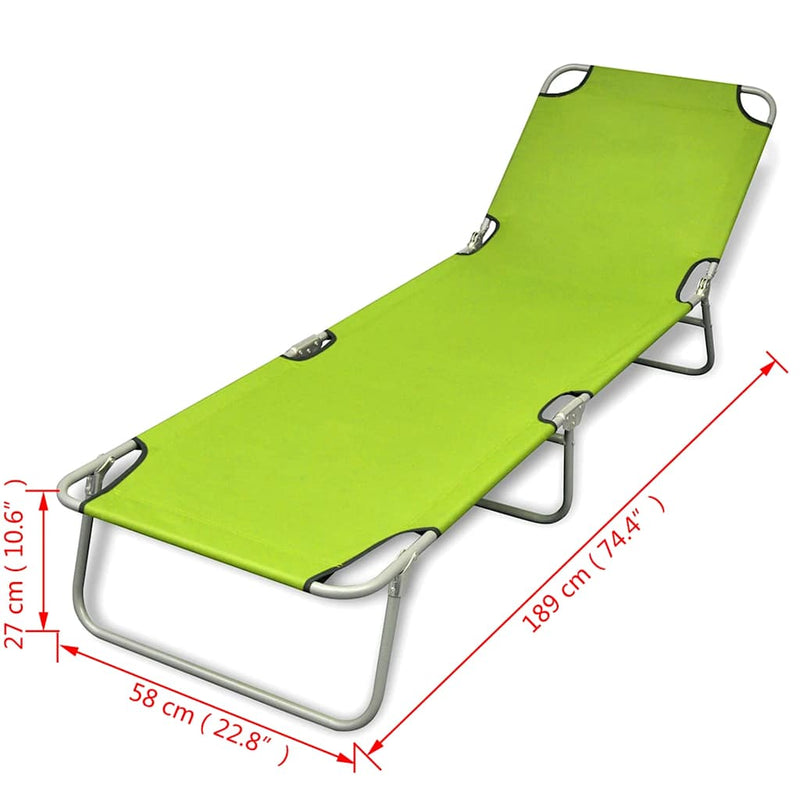 Șezlong pliabil, verde măr, oțel vopsit electrostatic