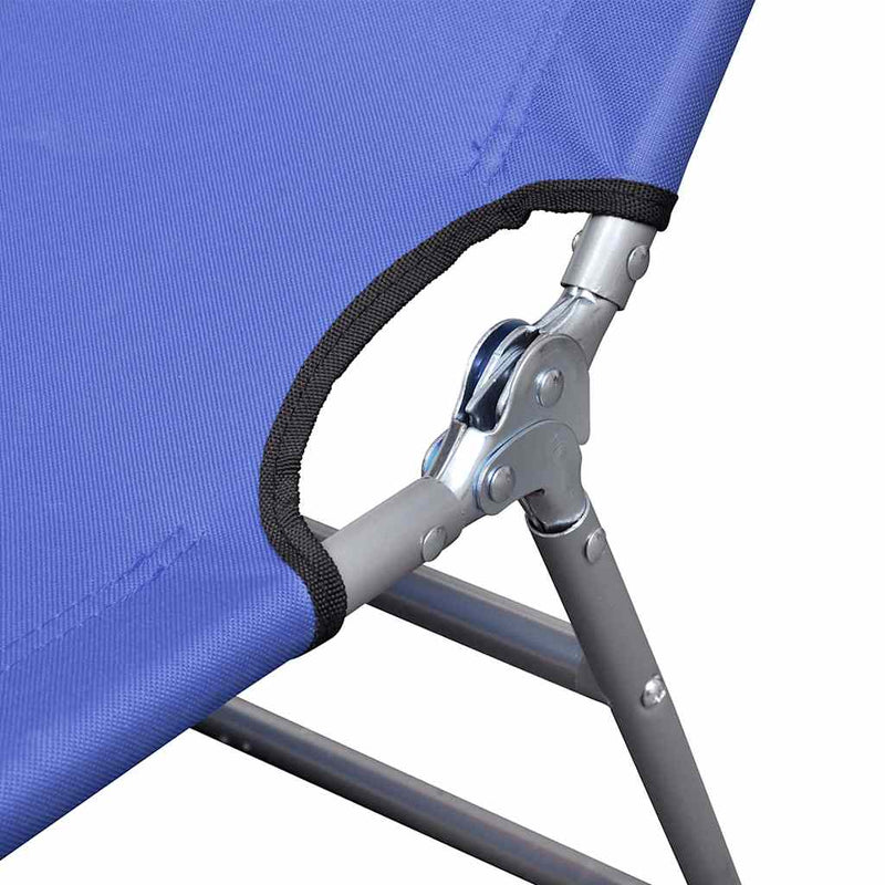 Șezlong pliabil cu pernă cap albastru oțel vopsit electrostatic