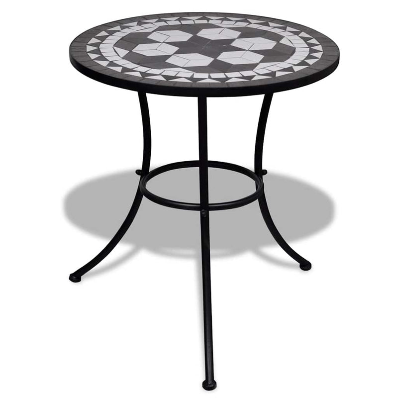 Masă de bistro, alb și negru, 60 cm, mozaic