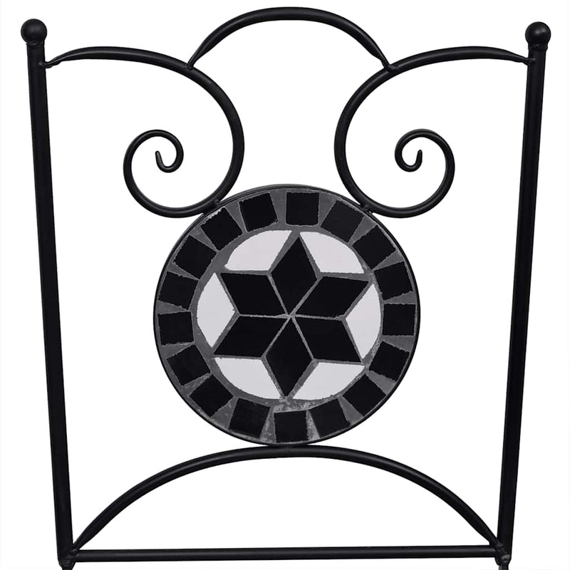 Scaune pliante 2 buc ceramice alb-negru