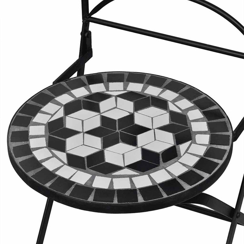 Scaune pliante 2 buc ceramice alb-negru