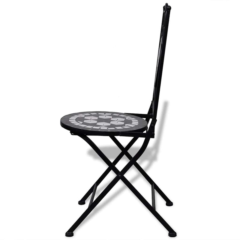 Scaune pliante 2 buc ceramice alb-negru