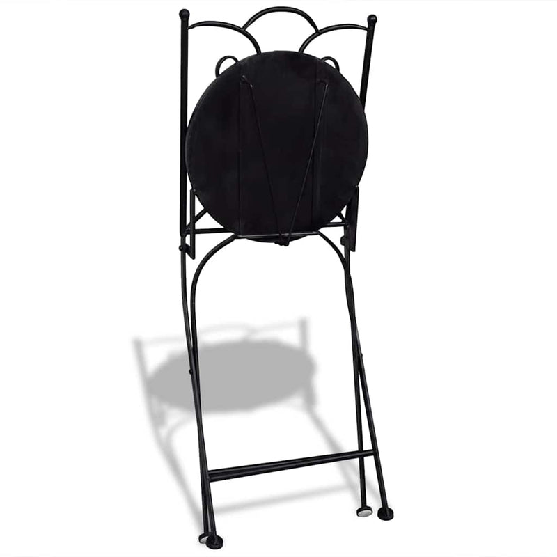 Scaune pliante 2 buc ceramice alb-negru