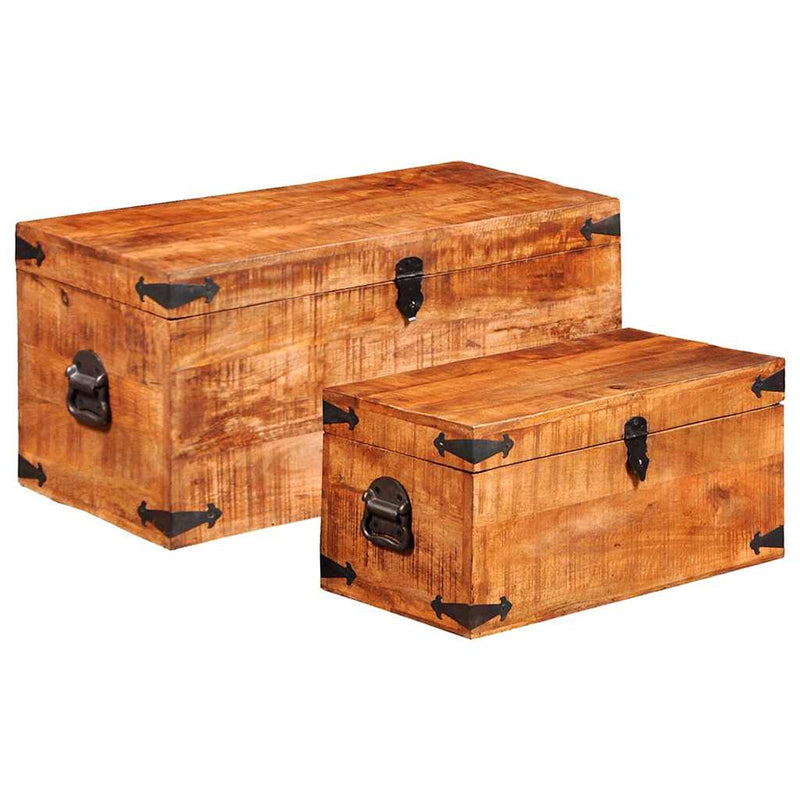 Set cufere de depozitare, 2 piese, lemn mango nefinisat