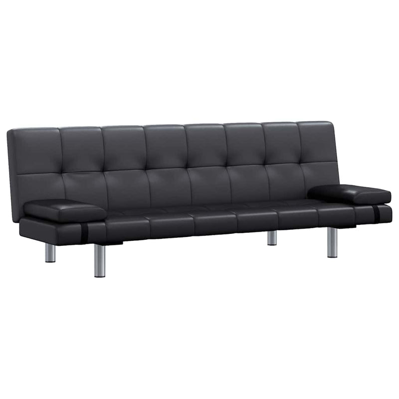 Canapea extensibilă 2 perne, piele artificială, reglabilă negru