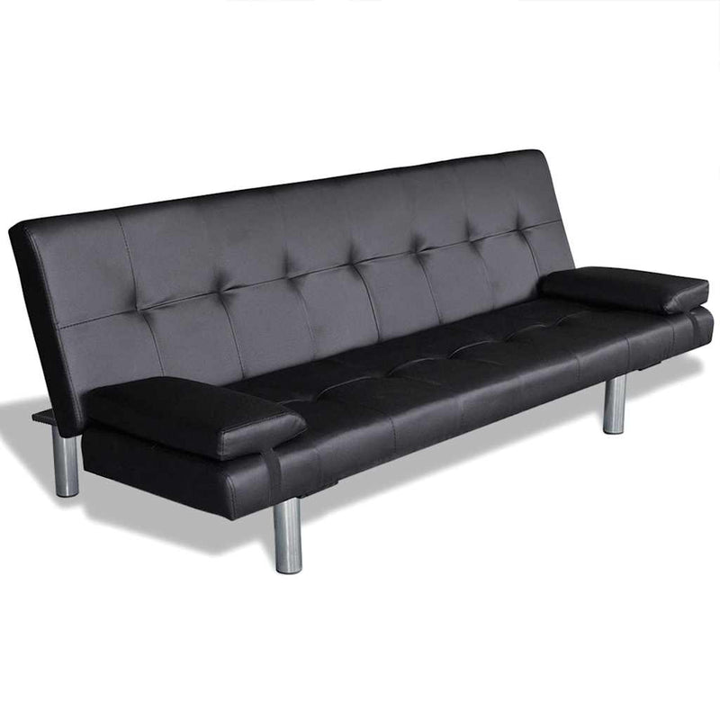 Canapea extensibilă 2 perne, piele artificială, reglabilă negru