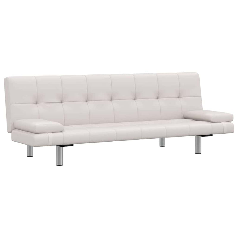 Canapea extensibilă 2 perne, piele artificială, reglabil, crem