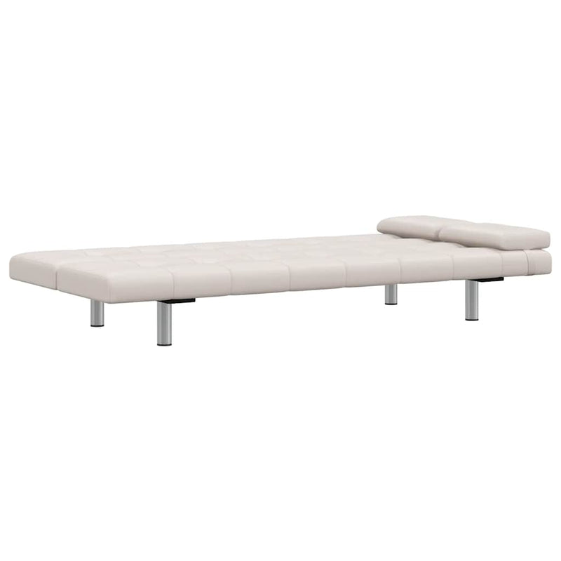 Canapea extensibilă 2 perne, piele artificială, reglabil, crem