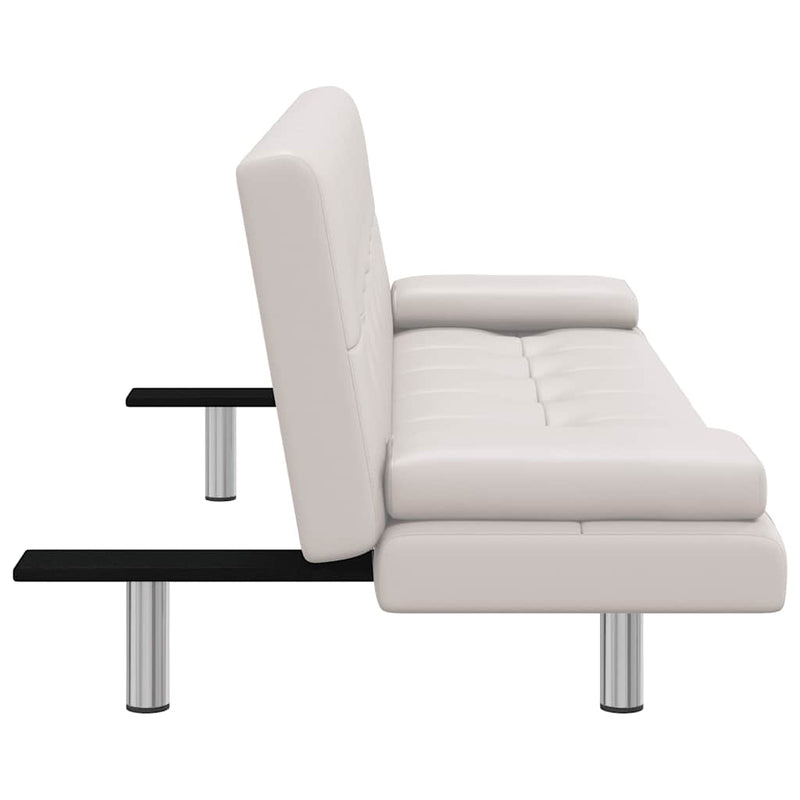 Canapea extensibilă 2 perne, piele artificială, reglabil, crem
