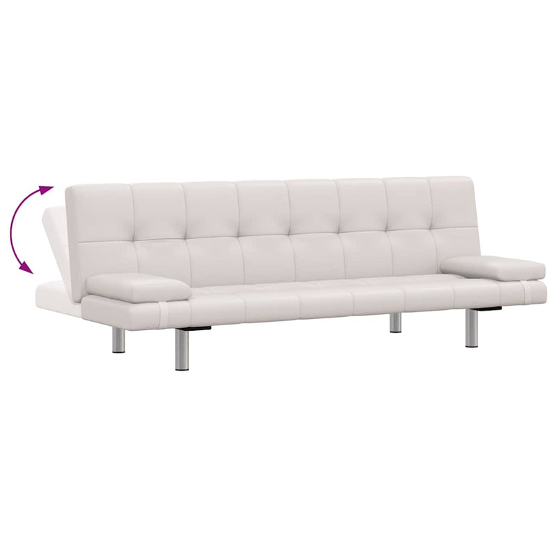 Canapea extensibilă 2 perne, piele artificială, reglabil, crem