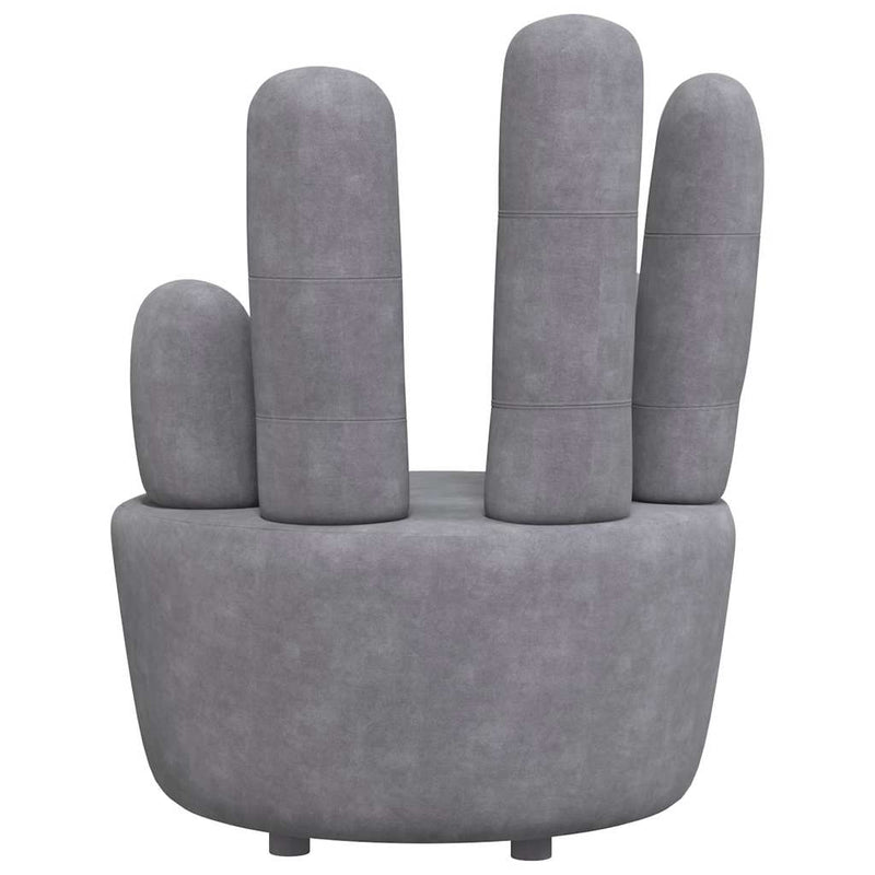 Scaun model mână, gri, catifea