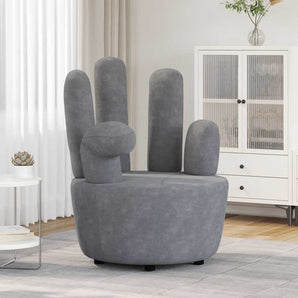 Scaun model mână, gri, catifea