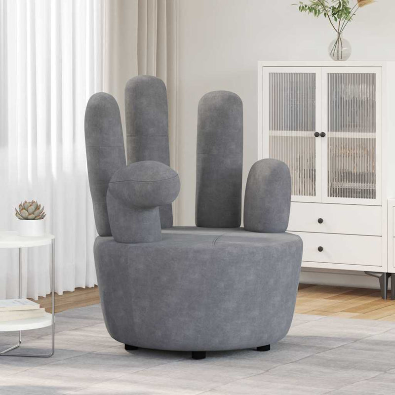 Scaun model mână, gri, catifea