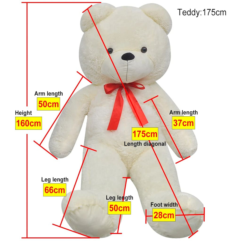 Ursuleț de pluș moale de jucărie XXL, alb, 160 cm