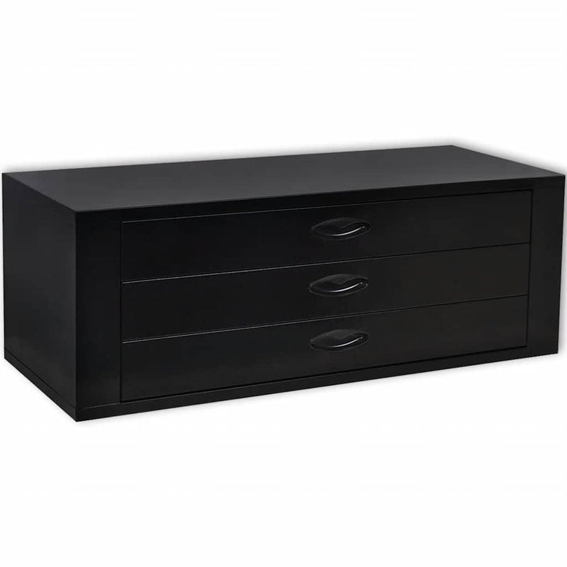 Scrin metalic cu 3 sertare pentru unelte, negru