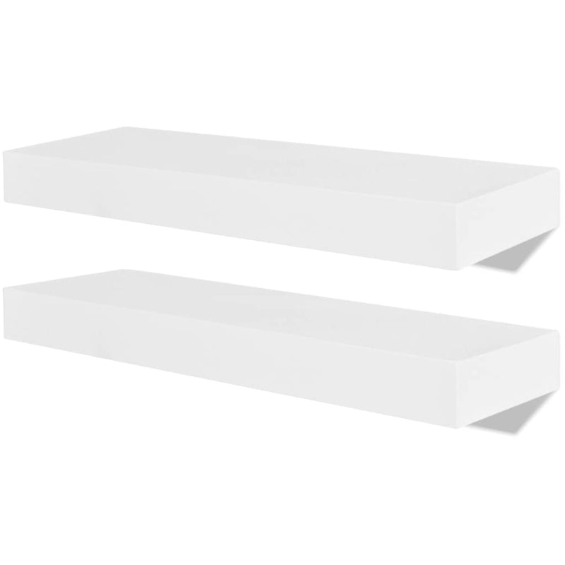 Raft suspendat de perete pentru depozitare cărți/DVD, 2 buc, alb, MDF