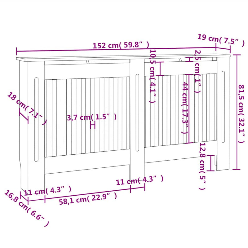 Mască de calorifer, dulap radiator, alb, 152 cm, lemn prelucrat