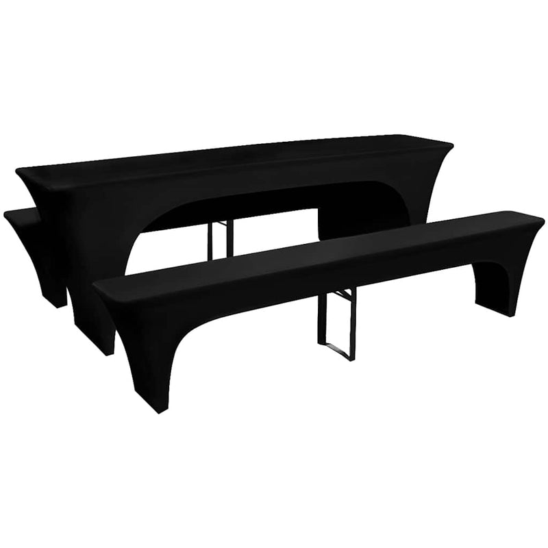 Set huse pentru masa de bere și băncuțe, 220x50x80 cm, negru, 3 buc.