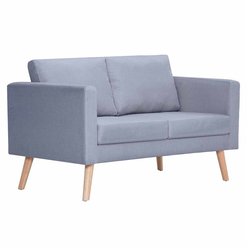 Canapea cu 2 locuri, material textil, gri deschis