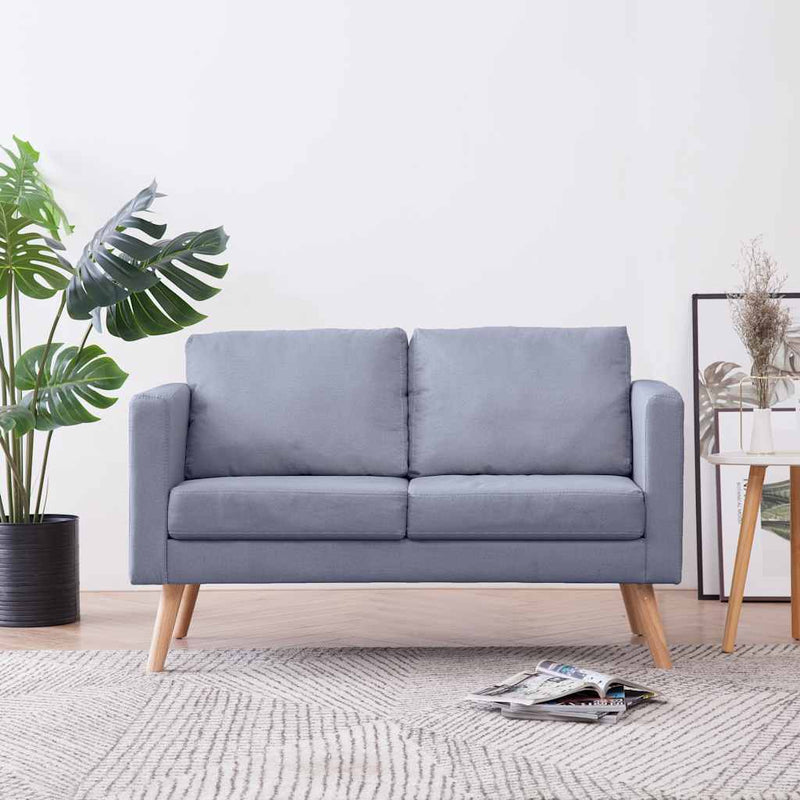 Canapea cu 2 locuri, material textil, gri deschis