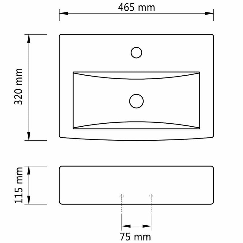 Chiuvetă baie loc robinet/preaplin negru ceramic dreptunghiular