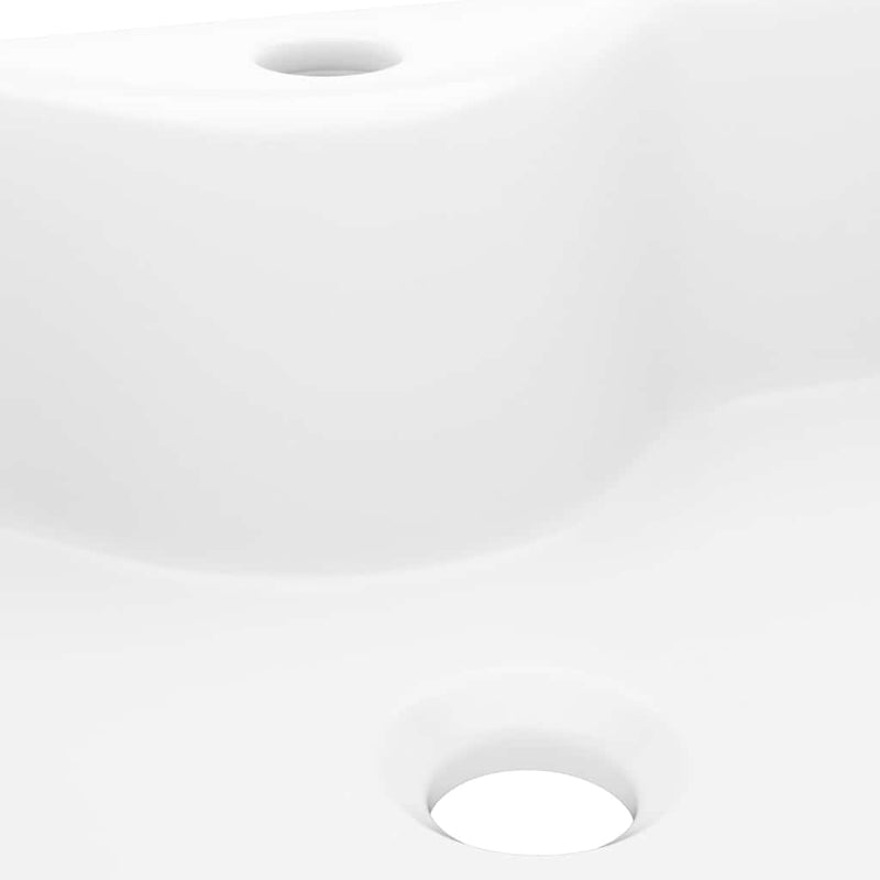 Chiuvetă de baie pătrată din ceramică cu gaură pentru robinet, alb